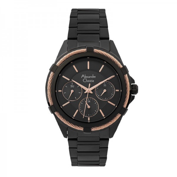 Alexandre Christie AC 2841 Full Black Rosegold Ring BFBIPBARG